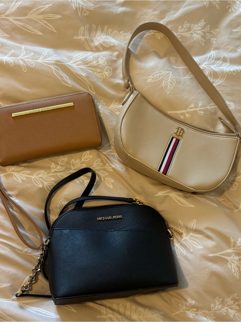 MICHAEL KORS Black Leather Bag, STEVE MADDEN wallet, TOMMY HILFIGER BAG BUNDLE